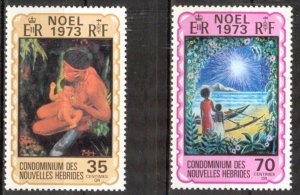 New Hebrides French 1973 Christmas set of 2  Mi. 373/4 MNH