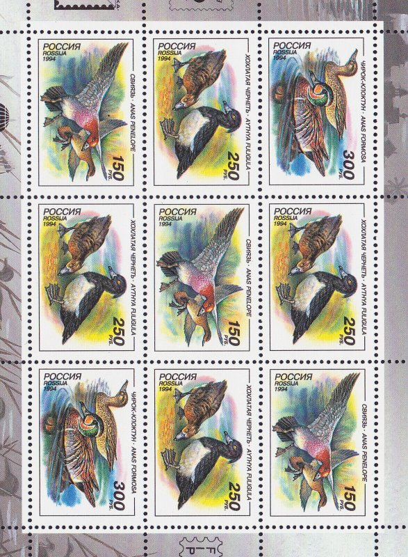 1994 RUSSIA MI 389-391KL DUCKS - WORLD PHILATELIC EXHIBITION MOSCOW-97 (MNH-OG)