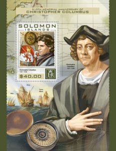 SOLOMON IS. - 2016 - Christopher Columbus - Perf Souv Sheet - Mint Never Hinged