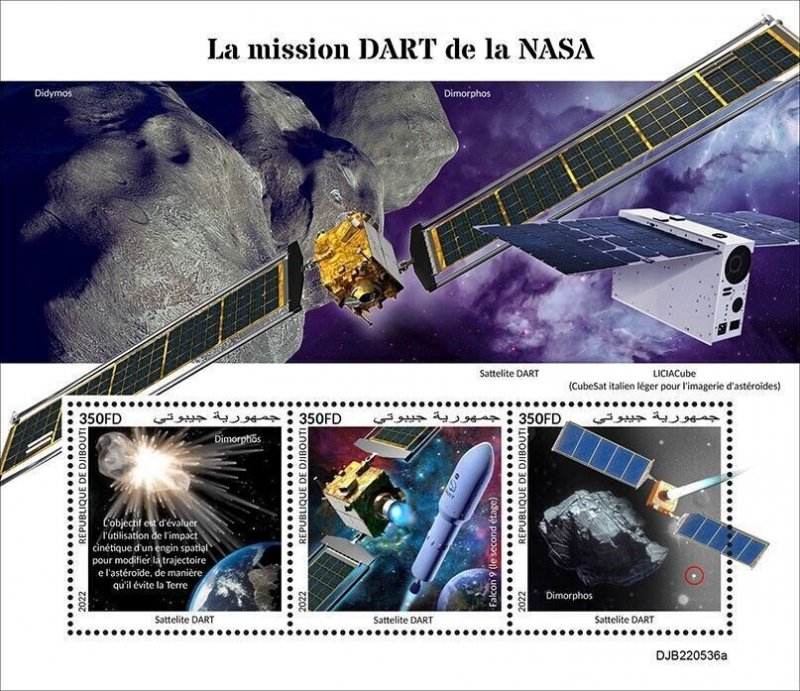 2022/09 - DJIBOUTI - MISSION DART OF NASA         3V  complet set    MNH **