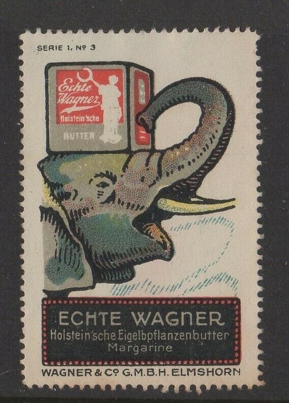 Germany - Real Wagner Butter & Margarine Vignette Advertising Stamp, Elephant NG