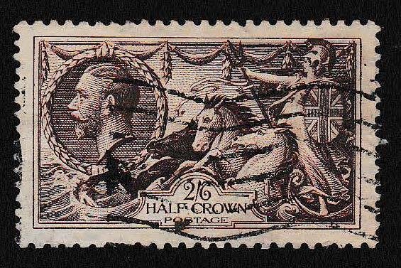 Great Britain 1919 Scott 179 KGV Britannia 2/6 Half Crown Sea Horse Fine/VF/USED