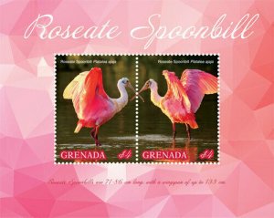 2019/09- GRENADA - BIRDS ROSEATE SPOONBILL  1V complet set    MNH ** T