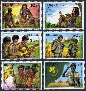 Belize 638-643, MNH. Mi 646-651. Scouting, 75th Ann.1982. Camp fire,Bird,Hiking,