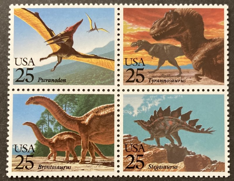 U.S. 1989 #2425b Block 4, Prehistoric Animals, MNH.