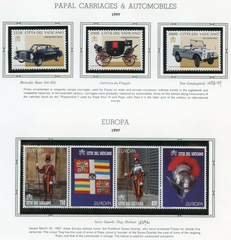 VATICAN CITY 1997  COMPLETE YEAR SET STAMPS WITH BOOKLET MINT NH ON ALBUM PAGES