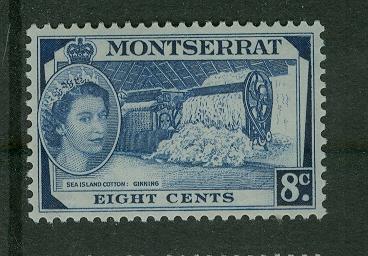 Montserrat 1953 8c Sea Island Cotton: Genning, MNH