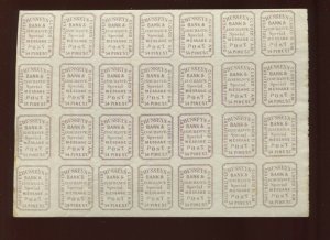 87L44 Hussy's Post New York Mint Pane of 28 Stamps with Double Period Varieties