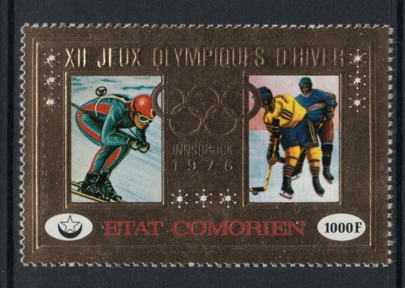 XG-Y388 COMOROS IND - Olympic Games, 1976 Winter, Innsbruck, Gold Foil MNH Set