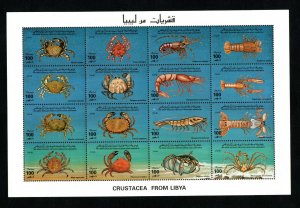 1996- Libya-Crustacea from Libya- Marine life ocean fauna scorpions shells- MS 