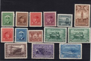 Canada #249-262 Stamp Set - MH / 261 & 262 Used