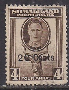 Somaliland 1951 KGV1 2ct Ovpt on 4a Sepia SG 128 Used ( C1047 )