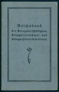 Germany 1928-1931 Death Revenue Stamps War Wounded Membership Book Dues 78851