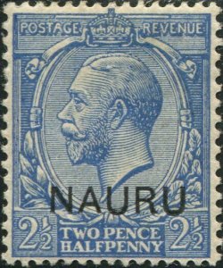 Nauru 1916 SG6 2½d blue KGV ovpt MLH