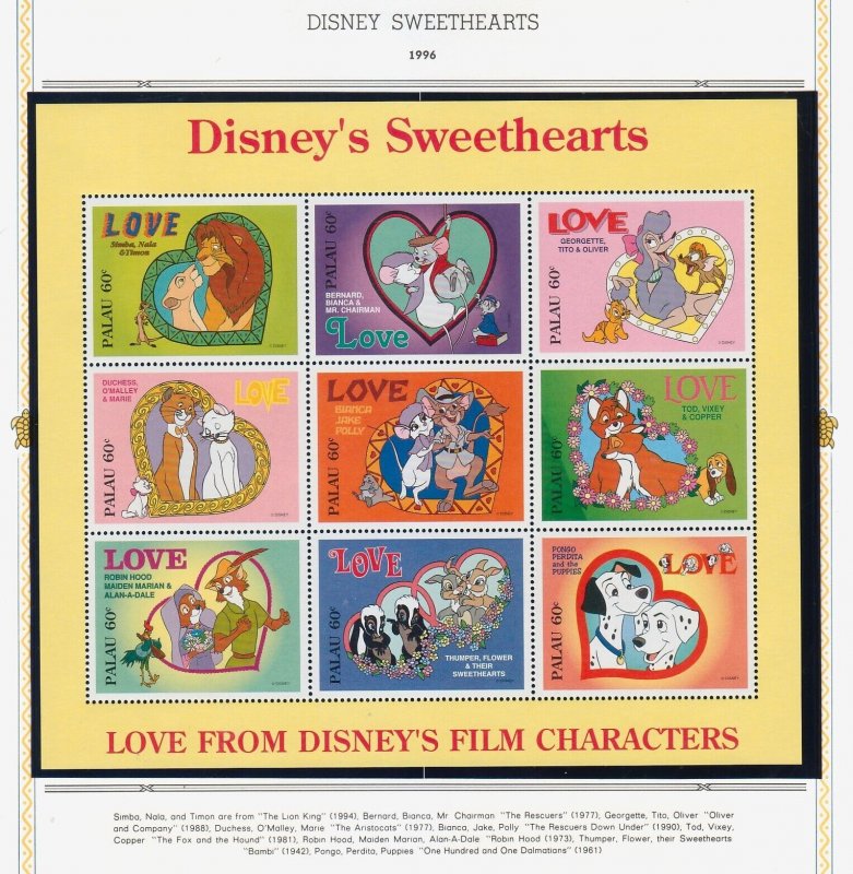 PALAU Sc 392A-5 NH issue of 1996 - SET+M/S+2S/S - DISNEY CARTOONS