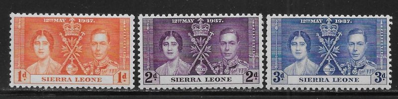 Sierra Leone 170-72 KGVI Coronation set MNH