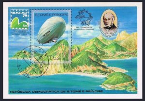 St Thomas & Prince 519,CTO.Michel Bl.36. Rowland Hill,1979.Airship Graf Zeppelin