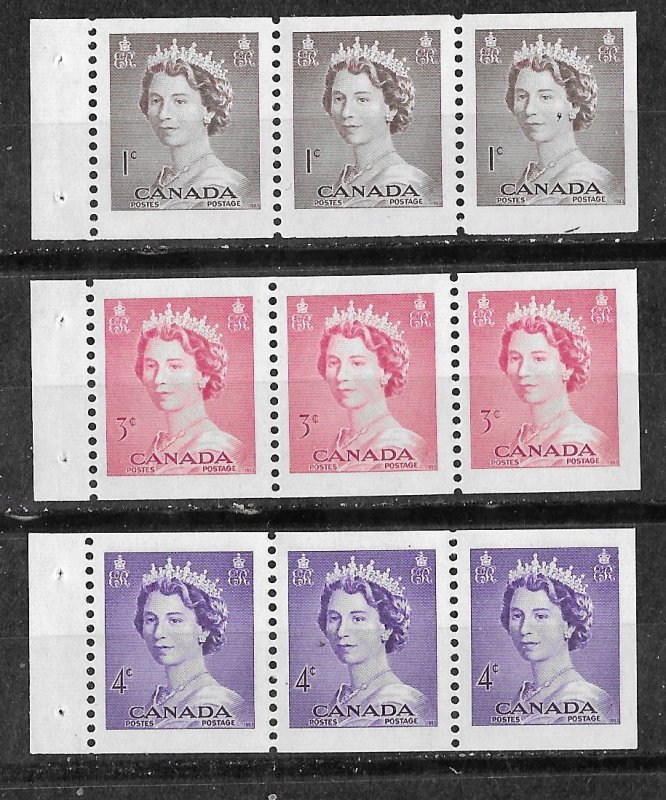 Canada # 325a 327a,328a  QE II - panes of 3   (3)   Unused VF VLH