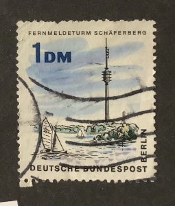 Germany, Berlin 1965 Scott 9N233 used- 1m, New Berlin,  Schaeferberg Radio Tower