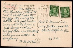 Scott #217 King George V (2) on Postcard 08/02/1935 Eboulements Centre Ottawa?