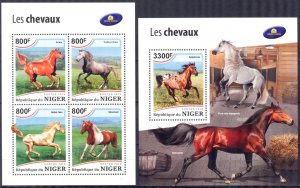 Niger 2018 Horses sheet + S/S MNH