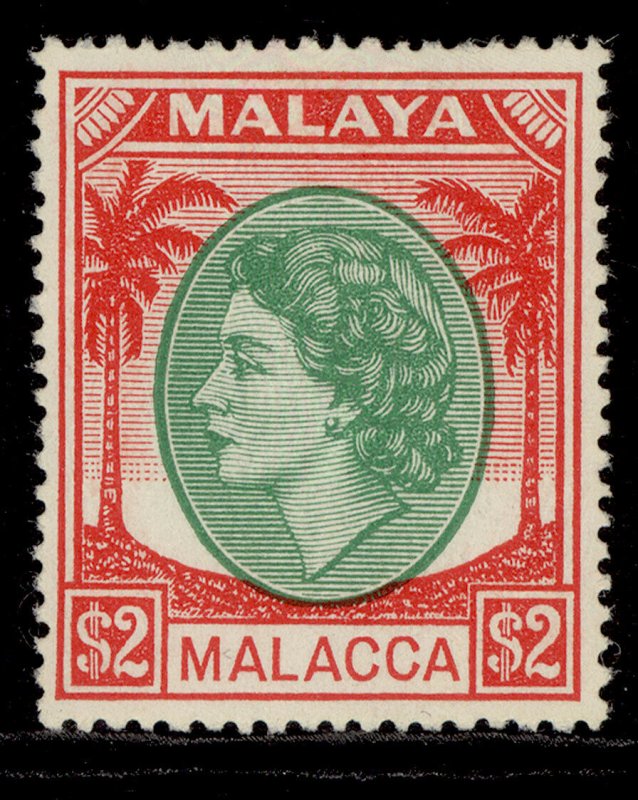 MALAYSIA - Malacca QEII SG37, $2 emerald & scarlet, LH MINT. Cat £26.