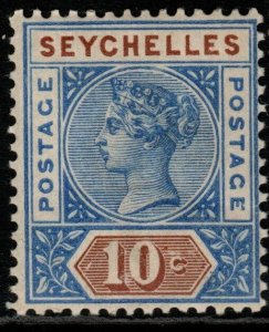 SEYCHELLES SG4 1890 10c ULTRAMARINE & BROWN DIE I MTD MINT