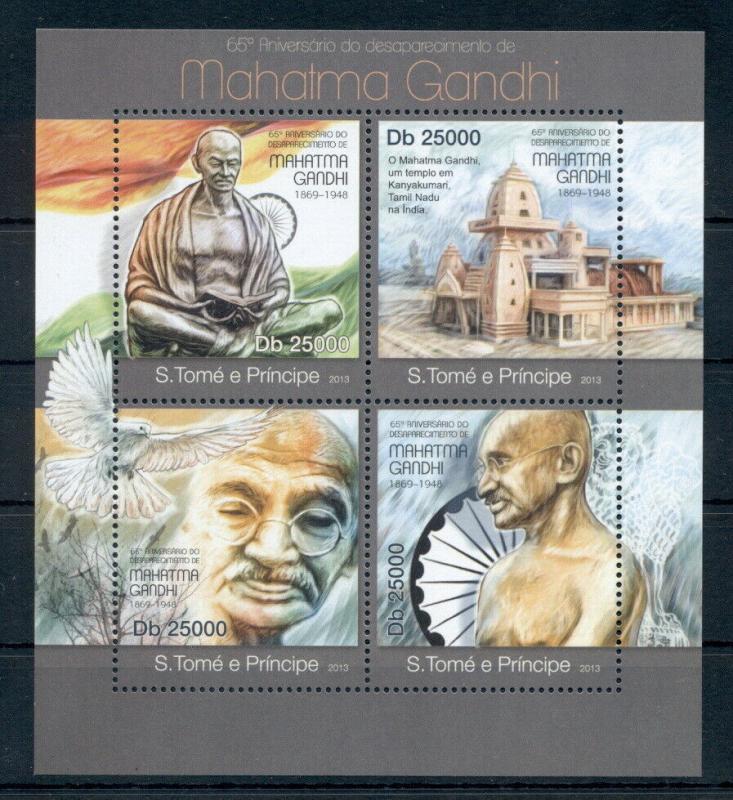 Gandhi India Independence Politics Nobel Sao Tome and Principe MNH stamp set