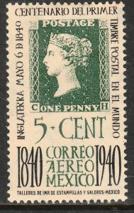 MEXICO C103, 5¢ PENNY BLACK CENTENNIAL. UNUSED, H OG. F-VF.