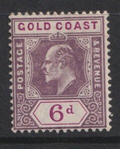 Gold Coast Sc# 54 KEVII 1906 MMH 6 pence issue Wmk 3 CV $90.00