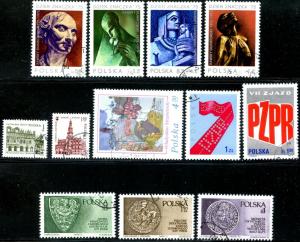 POLAND Sc#2073-2136, B131 (63 stamps + 1 SS) 1975 Year Set Near Complete Use