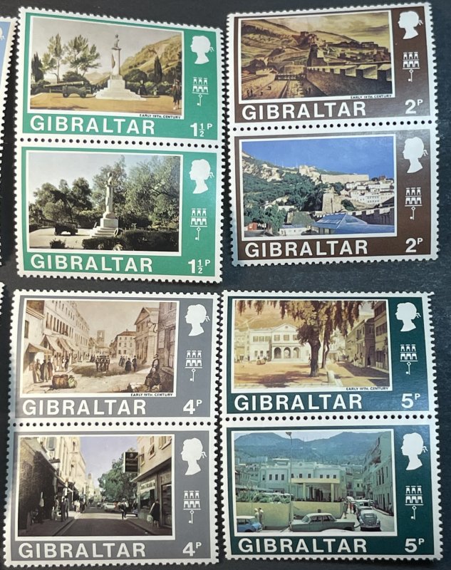 GIBRALTAR # 241a-272a-MINT NEVER/HINGED---COMPLETE SET IN PAIRS---1971