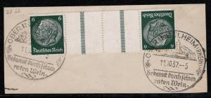 Germany Scott # 419 (2), 2 labels, used, opp, tete beche, Mi # KZ22.2