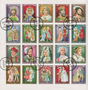 Fujeira 1972 -  French Kings and Queens Sheetlet  Mi - 1191A - 1200A - CTO