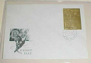 AJMAN 1969 GOLD FOIL FDC UNADDRESSED CACHET HOCKEY