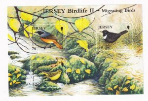 JERSEY # 1348 VF-MNH JERSEY BIRD LIFE 11 MIGRATING BIRDS S/SHEET PO FRESH