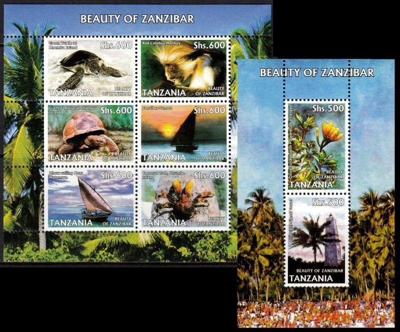 TANZANIA 2006 TURTLES REPTILES SPIDER FLOWERS BOATS BEAUTY OF ZANZIBAR[#0603P]