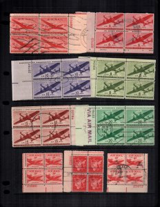 US 9 used  plate blocks air mail