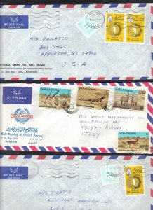 BAHRAIN 1980'S THREE AIR MAIL COVERS TO US AND ITALY