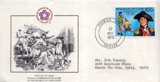 Ivory Coast, First Day Cover, Americana