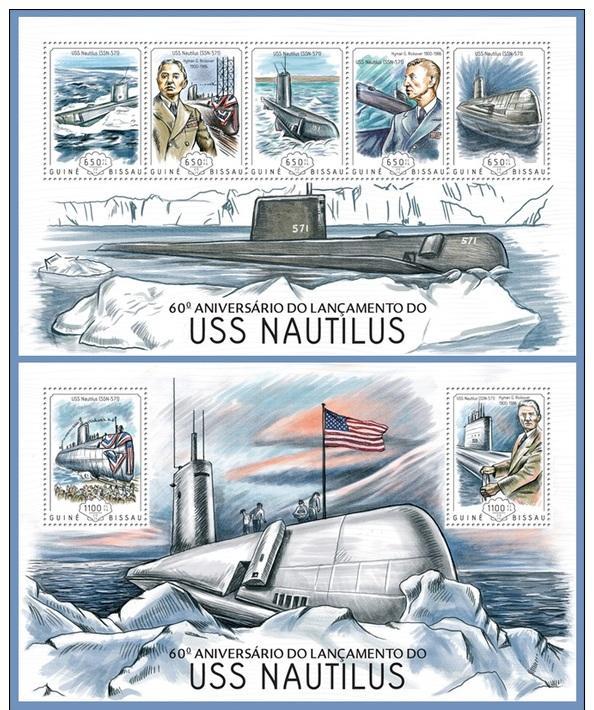 GUINEA BISSAU 2014 2 SHEETS gb14206ab NAUTILUS SUBMARINES US