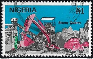 NIGERIA 1986 QEII 1n Multicoloured, Stone Quarry SG524 Used