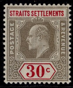 MALAYSIA - Straits EDVII SG134, 30c grey & carmine LH MINT. Cat £55. WMK MULT CA