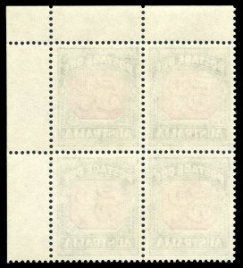 Australia 1959 Postage Due 5d DIE II block of four superb MNH. SG D136a. Sc J90a