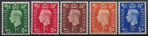 1937-47 Gran Bretagna 5v. inverted MNH Unif n. 209r/13r