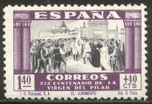 SPAIN #B118 Mint NH - 1940 140p + 40c Purple & Black