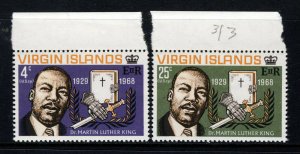 VIRGIN ISLANDS QE II 1968 Complete Martin Luther King Set SG 226 & SG 227 MNH