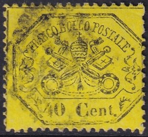 Italy Roman States 1868 Sc 24c Papal States used missing dot variety