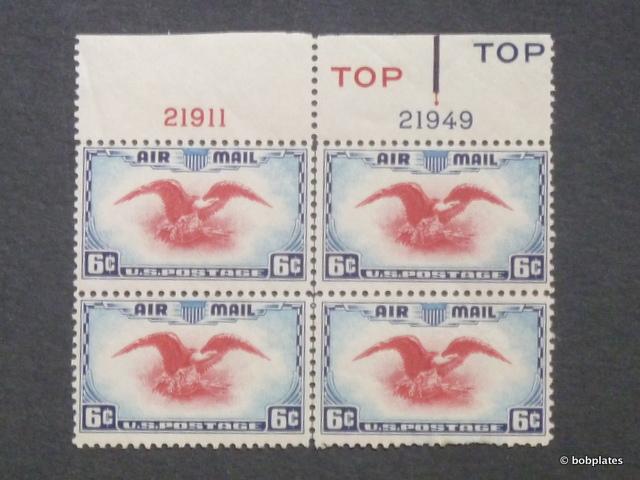 #C23 Eagle Top  Plate Block 21911,21949 F-VF NH