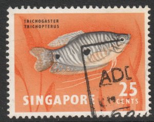 Malaya Singapore Scott 59 -  SG72, 1962 Birds & Fish 25c used